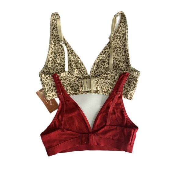 State of Day Bralette Bundle XS | Leopard Print & Red Cotton Modal Wireless - Picture 3 of 5